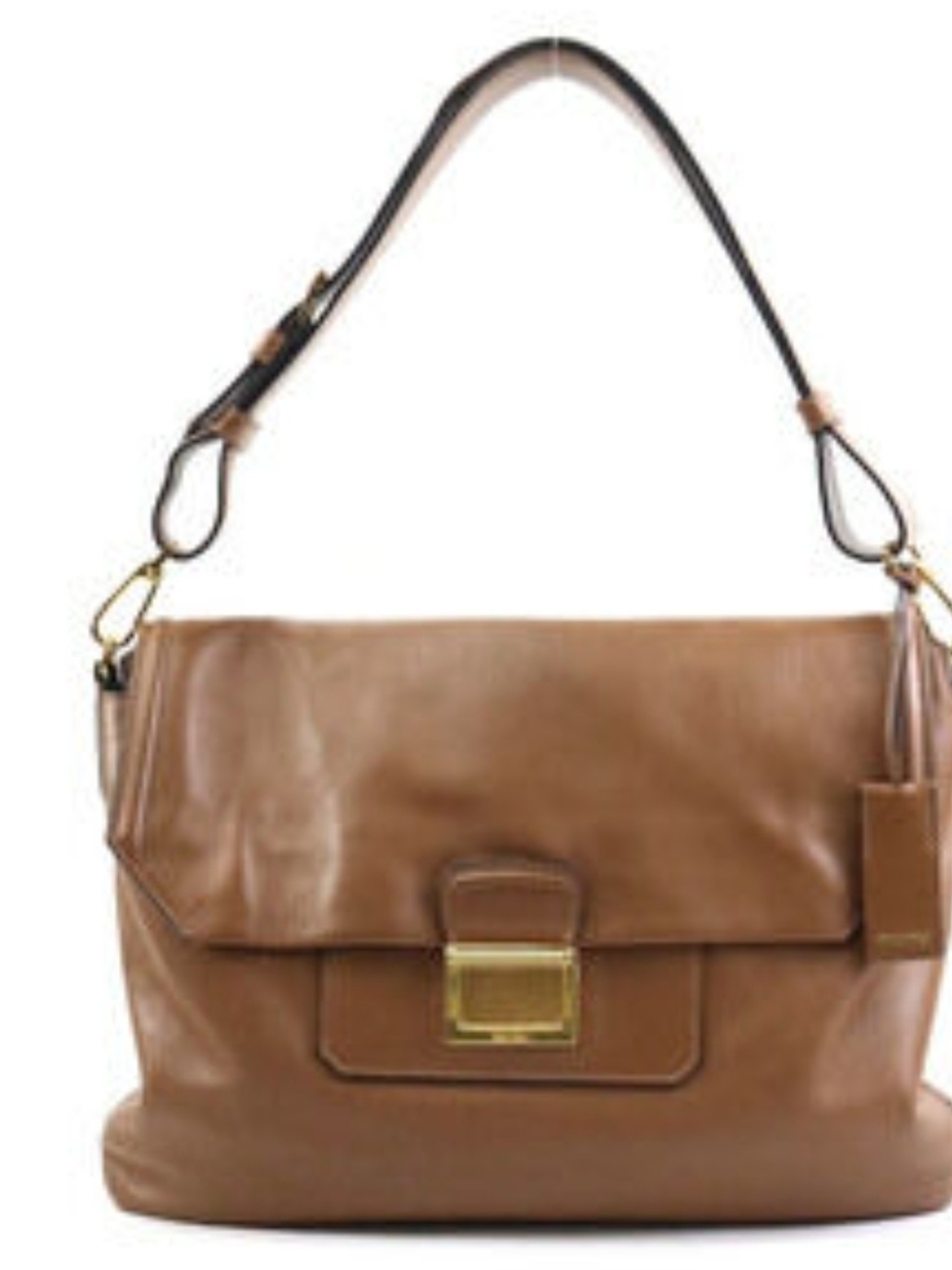 MiuMiu Tan Leather Shoulder Bag with Gold Hardware